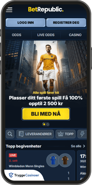 brukergrensesnittet i betrepublic mobilkasinoets lobby