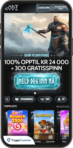 brukergrensesnittet i godz mobilkasinoets lobby