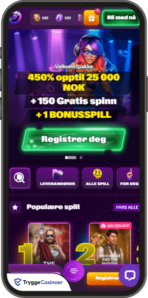 brukergrensesnittet i slotrave mobilkasinoets lobby