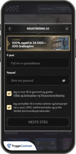 registreringsskjema for godz casino