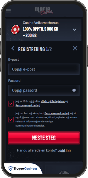 registreringsskjema for mafia casino