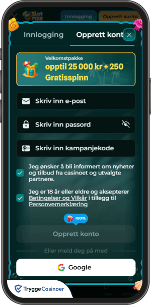 registreringsskjema for slotrize casino