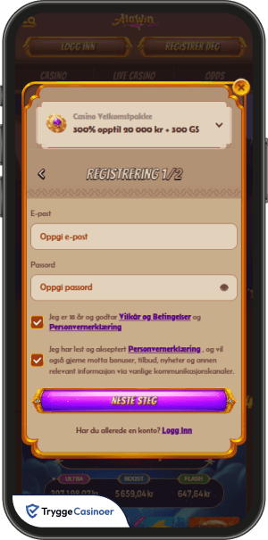 registreringsskjema for alawin