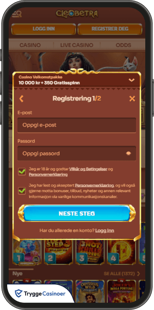 registreringsskjema for cleobetra