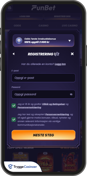registreringsskjema for funbet