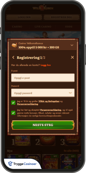 registreringsskjema for wildrobin