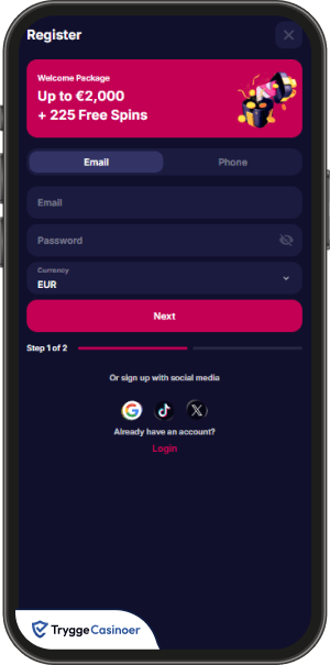 registreringsskjema for nv casino