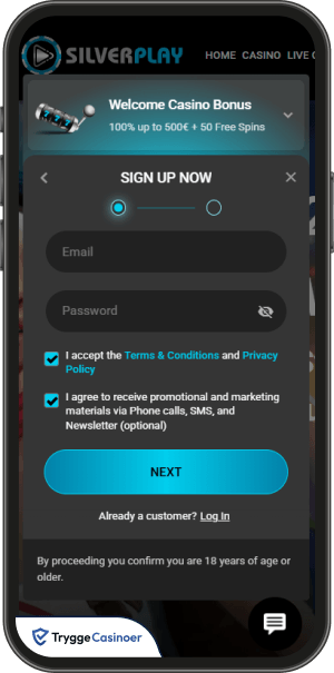 registreringsskjema for silverplay