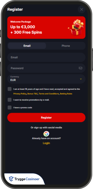 registreringsskjema for yep